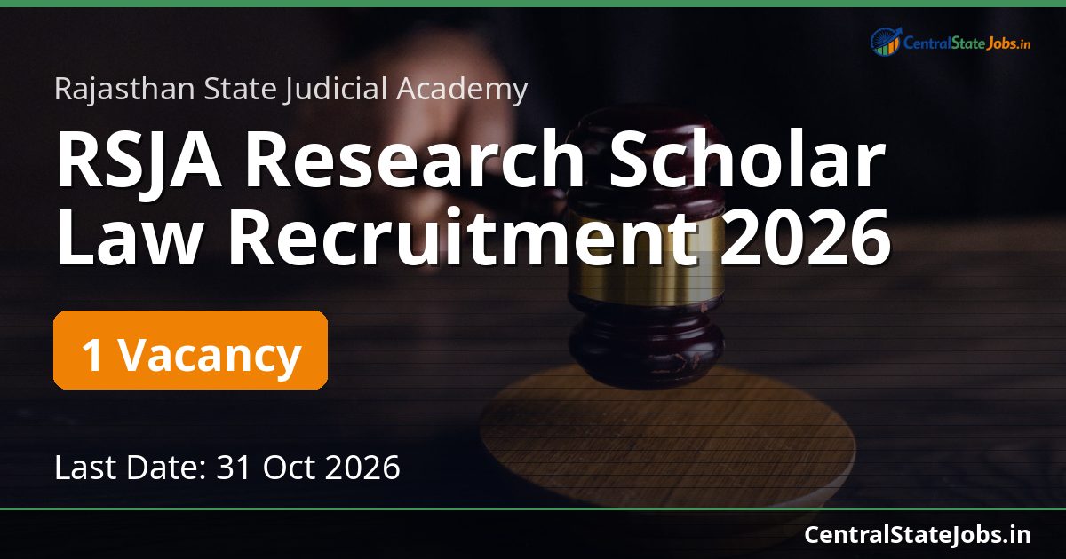 RSJA Research Scholar Law Recruitment 2026