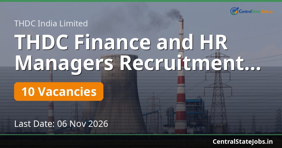 THDC Finance and HR Managers Recruitment 2026