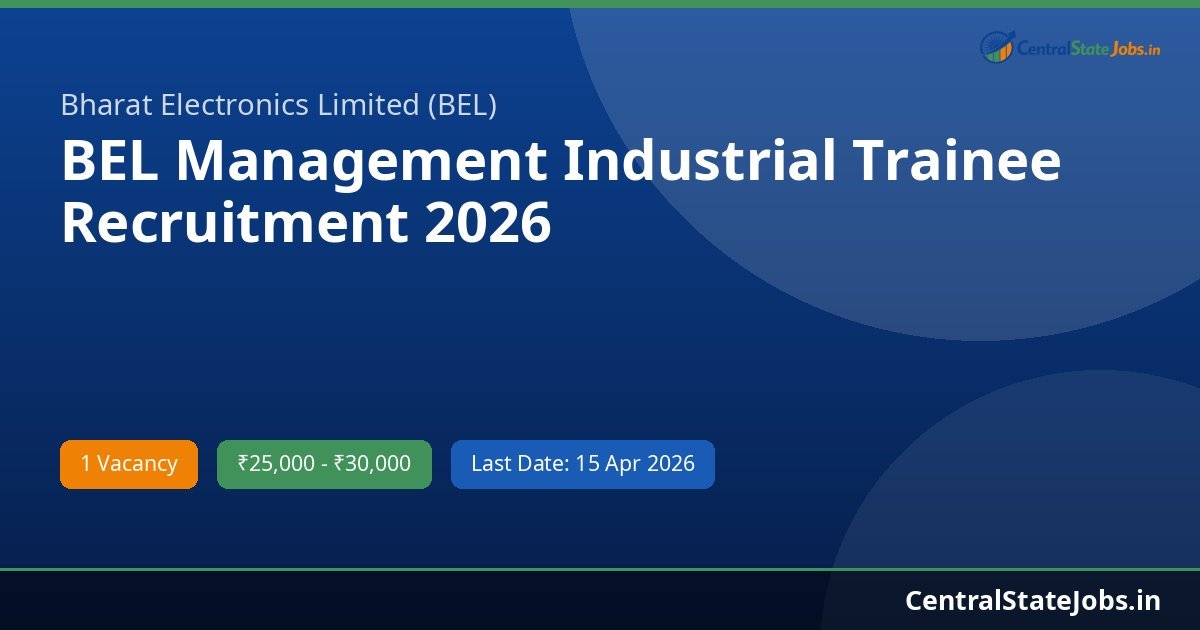 BEL Management Industrial Trainee Recruitment 2026