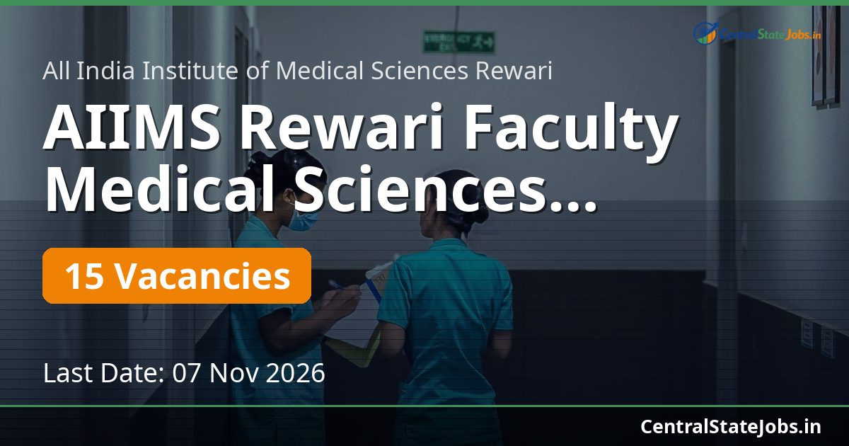 AIIMS Rewari Faculty Medical Sciences Recruitment 2026