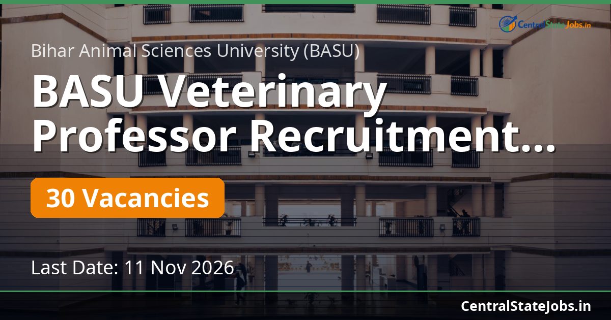 BASU Veterinary Professor Recruitment 2026 — 30 Vacancies