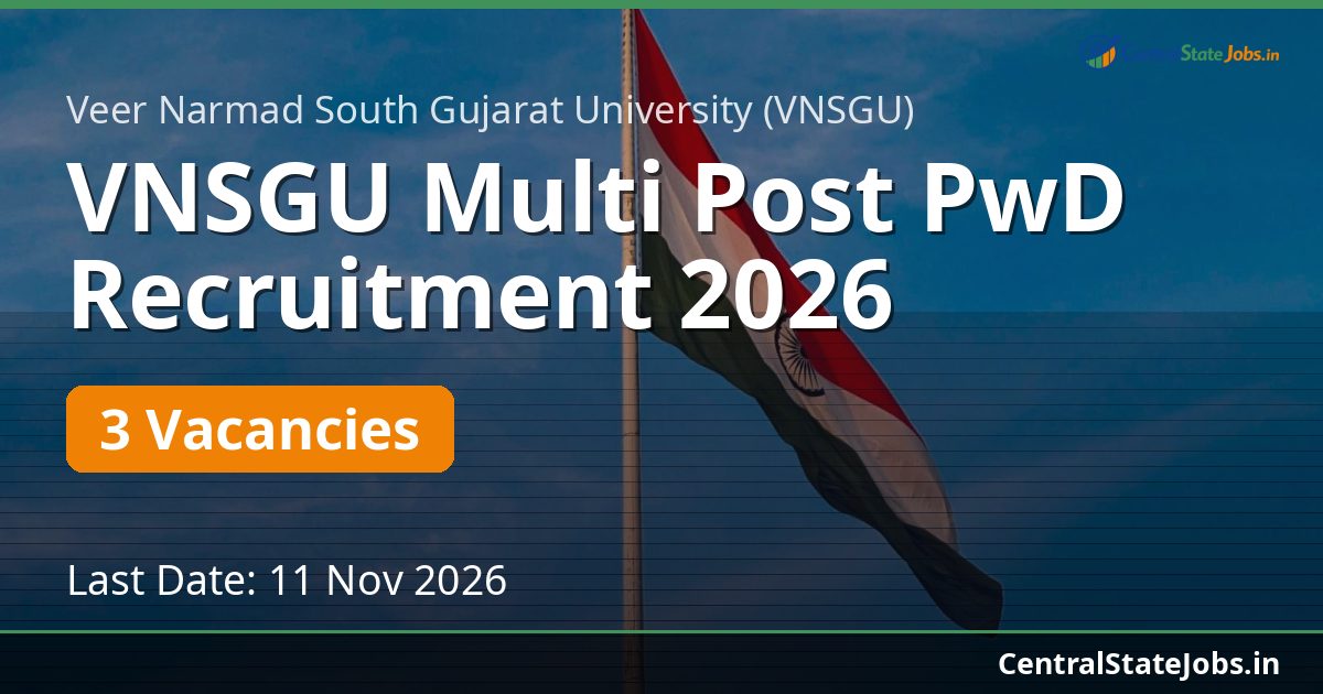 VNSGU Multi Post PwD Recruitment 2026