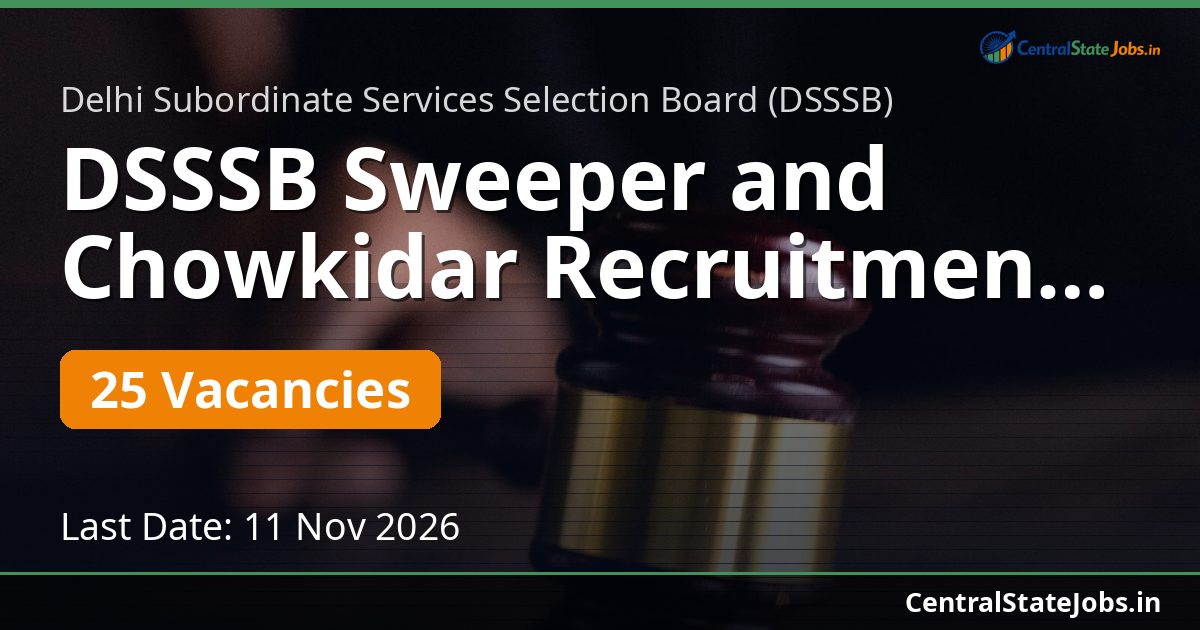 DSSSB Sweeper and Chowkidar Recruitment 2026