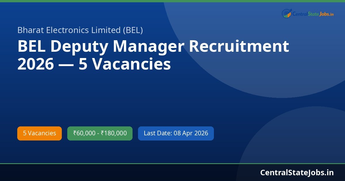 BEL Deputy Manager Recruitment 2026 — 5 Vacancies