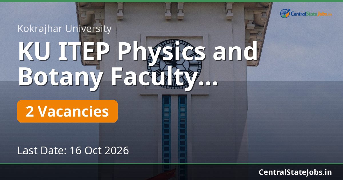KU ITEP Physics and Botany Faculty Recruitment 2026