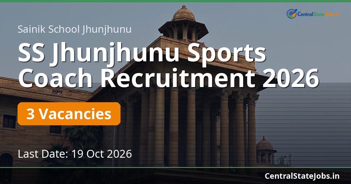 SS Jhunjhunu Sports Coach Recruitment 2026