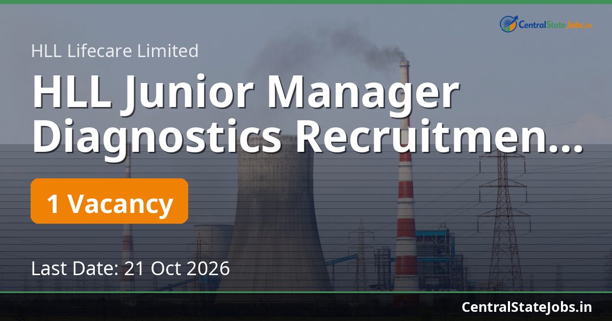 HLL Junior Manager Diagnostics Recruitment 2026