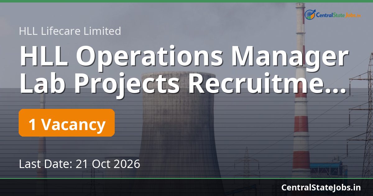 HLL Operations Manager Lab Projects Recruitment 2026