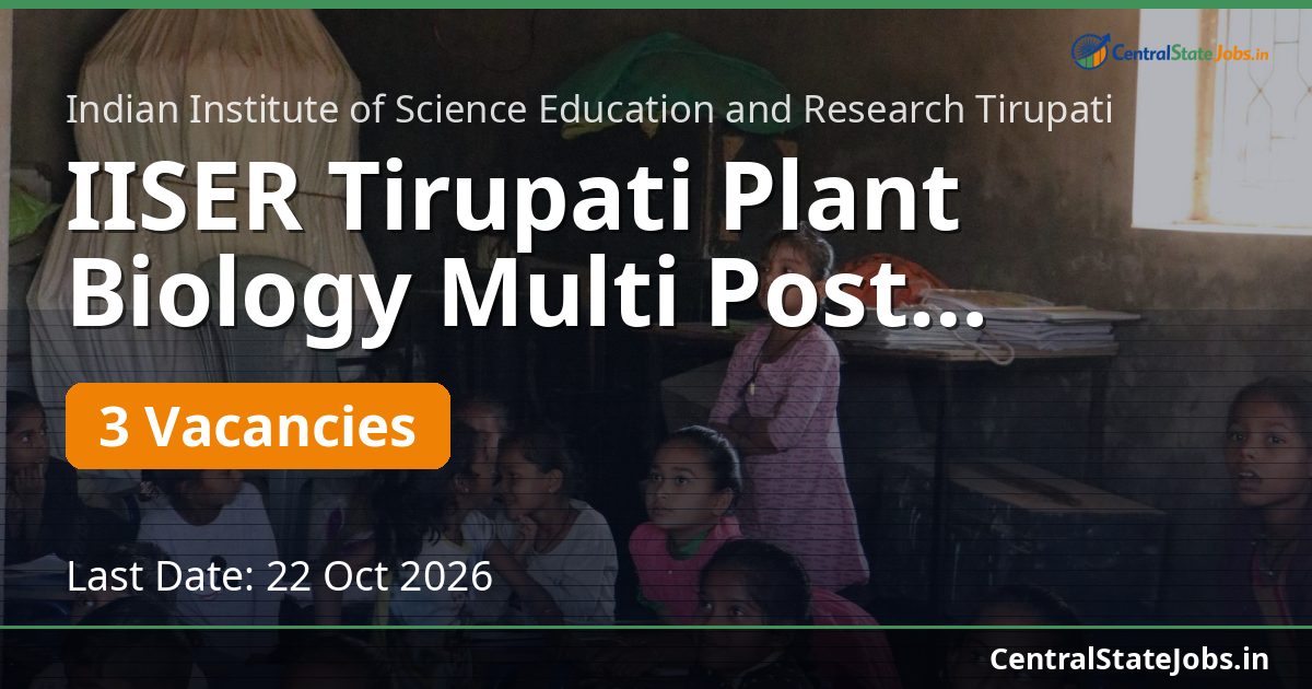 IISER Tirupati Plant Biology Multi Post Recruitment 2026