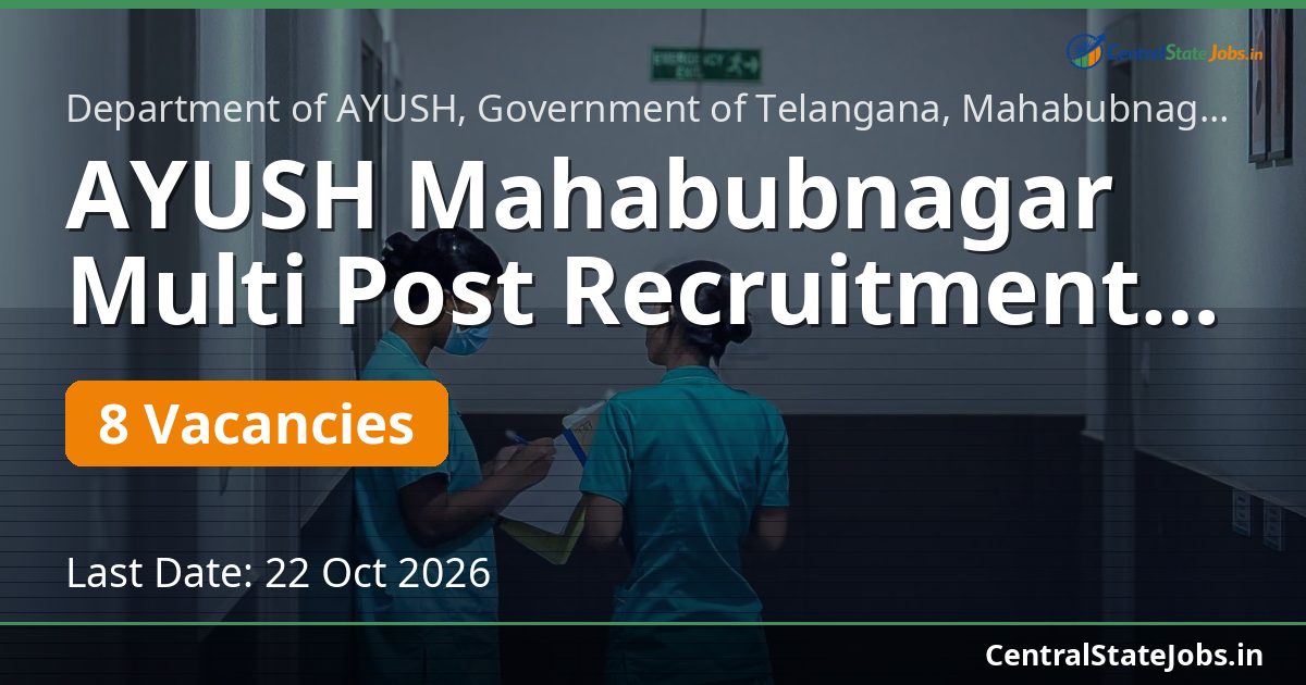 AYUSH Mahabubnagar Multi Post Recruitment 2026
