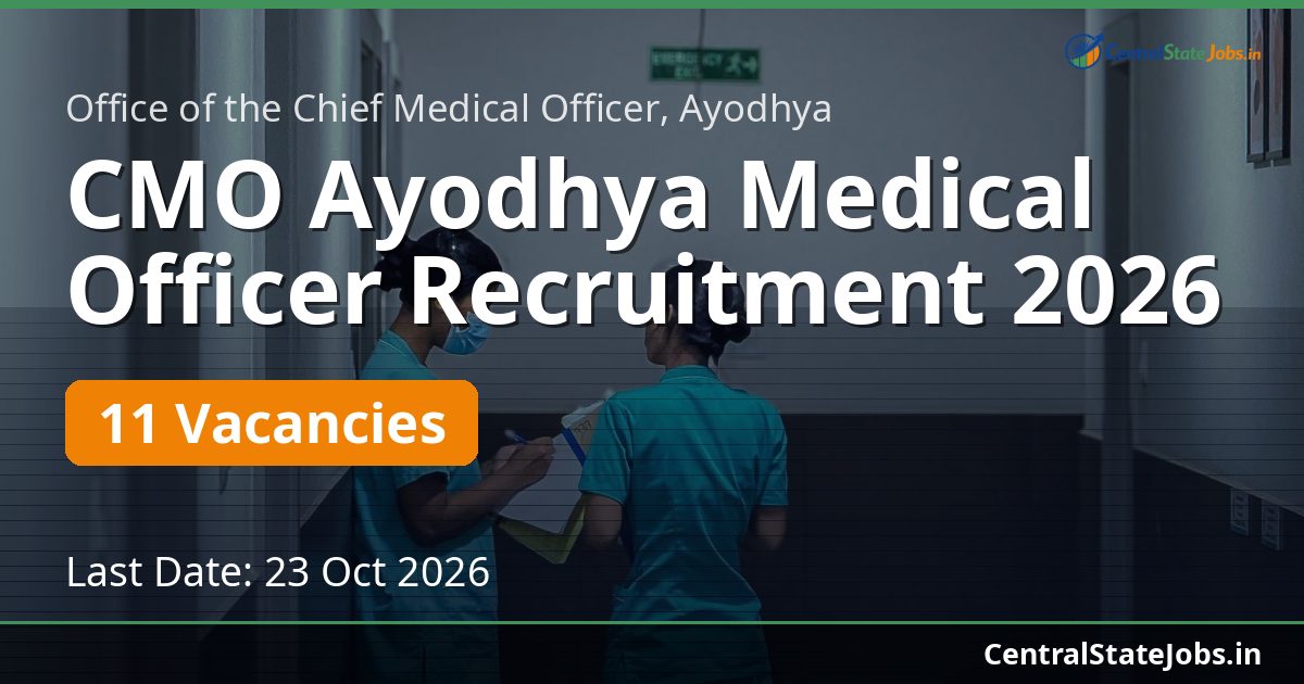CMO Ayodhya Medical Officer Recruitment 2026