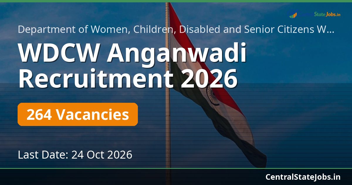 WDCW Anganwadi Recruitment 2026 — 264 Vacancies
