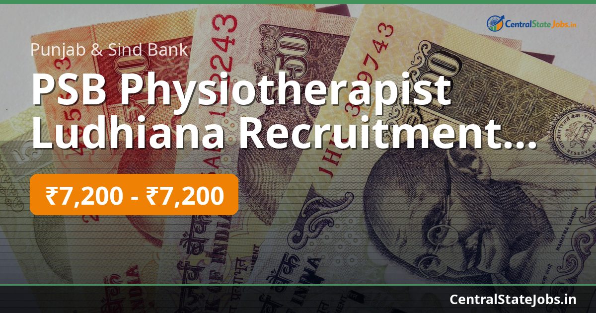 PSB Physiotherapist Ludhiana Recruitment 2026
