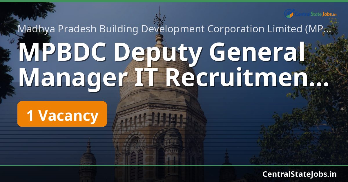 MPBDC Deputy General Manager IT Recruitment 2026