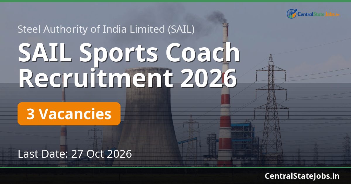 SAIL Sports Coach Recruitment 2026