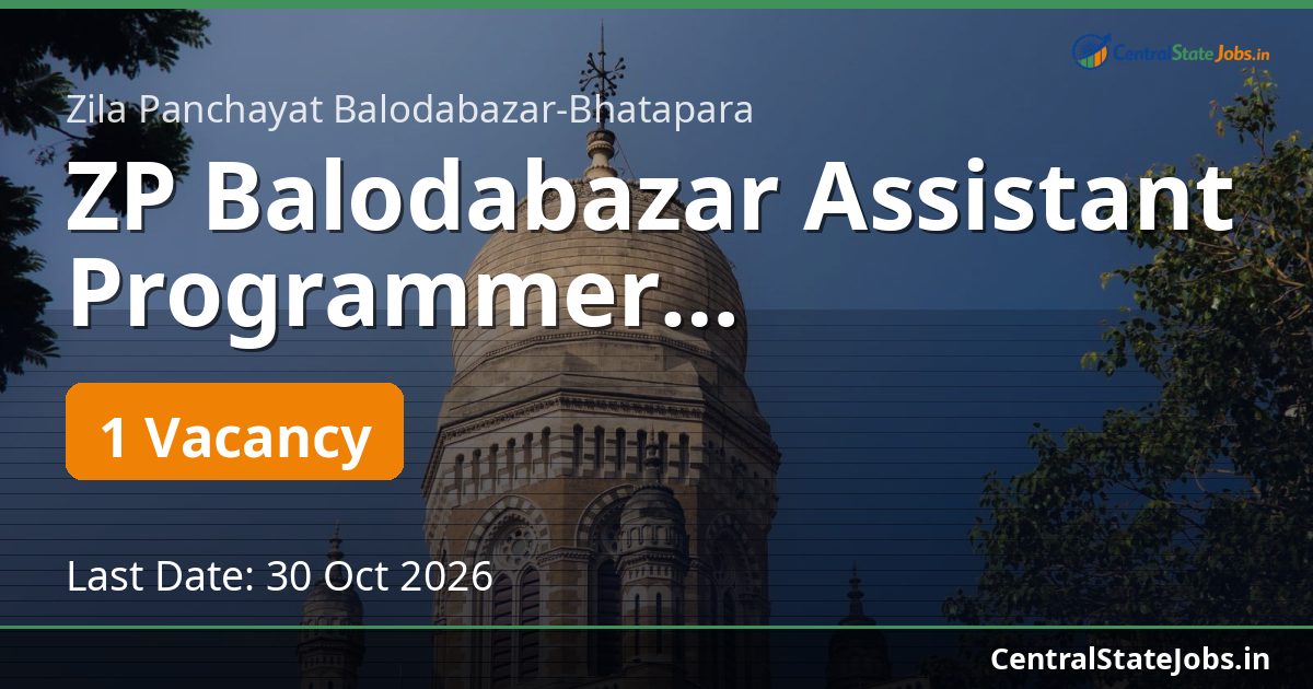 ZP Balodabazar Assistant Programmer Recruitment 2026