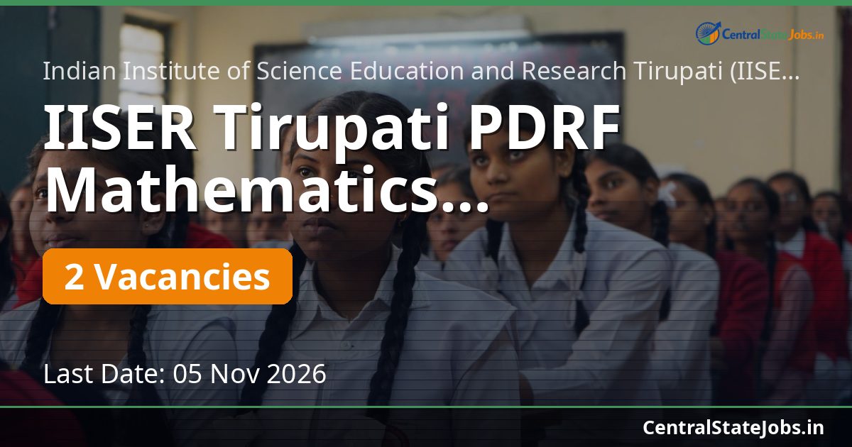 IISER Tirupati PDRF Mathematics Recruitment 2026
