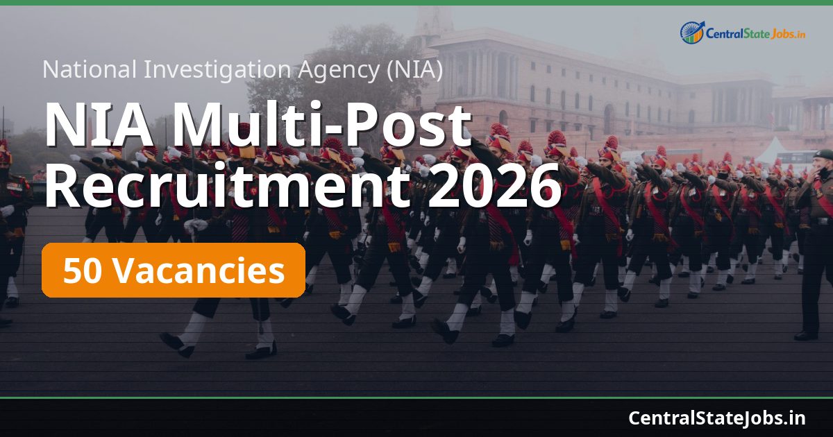 NIA Multi-Post Recruitment 2026 — 50 Vacancies