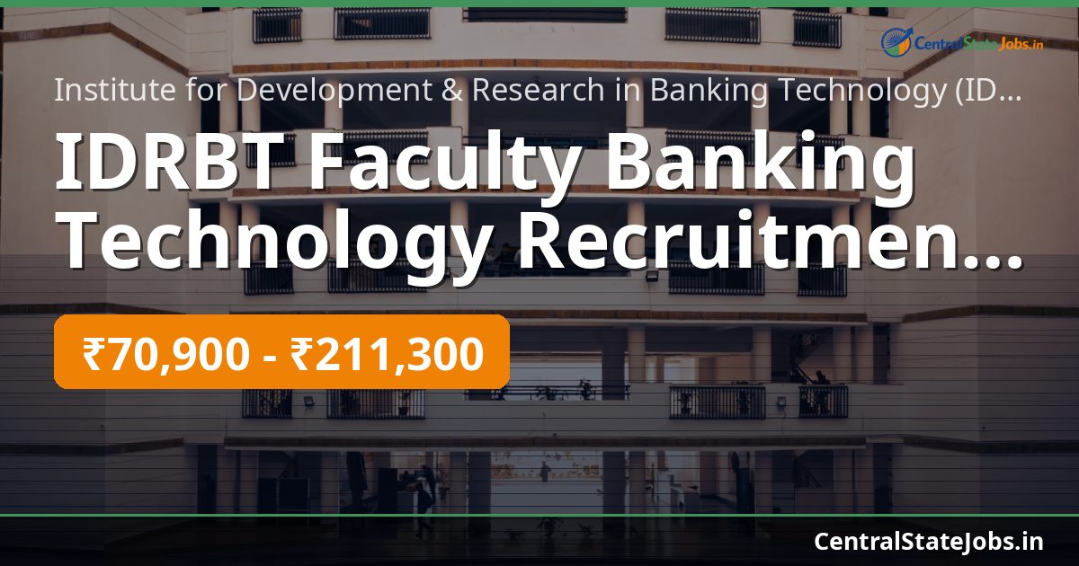 IDRBT Faculty Banking Technology Recruitment 2026