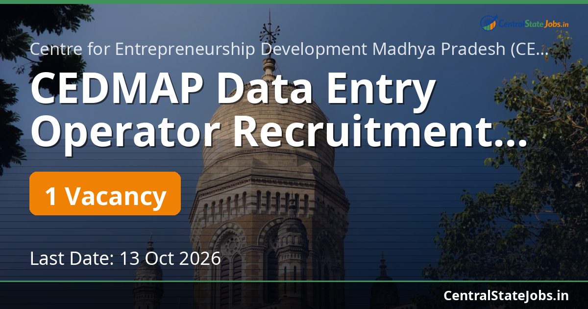 CEDMAP Data Entry Operator Recruitment 2026