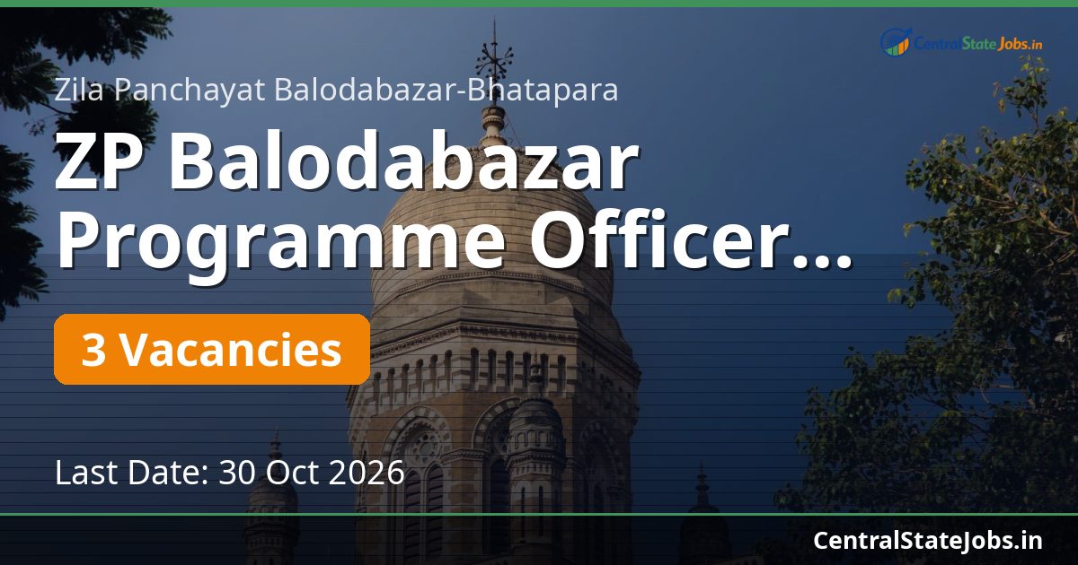 ZP Balodabazar Programme Officer Recruitment 2026