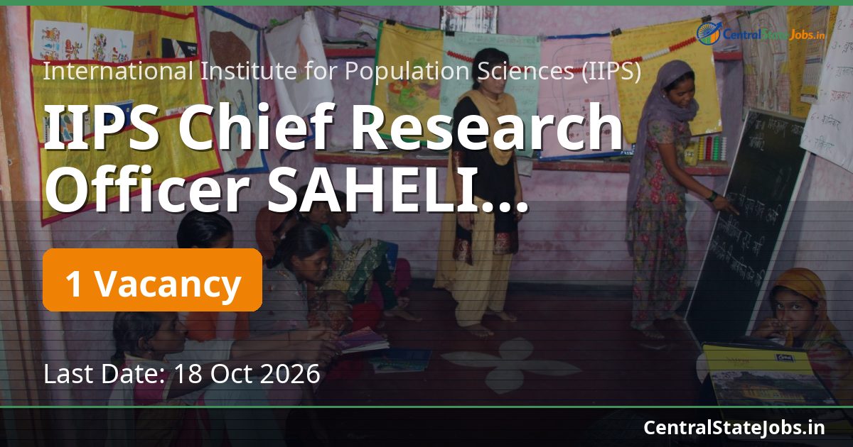 IIPS Chief Research Officer SAHELI Recruitment 2026