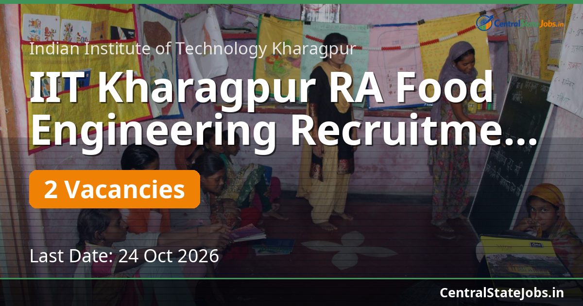 IIT Kharagpur RA Food Engineering Recruitment 2026