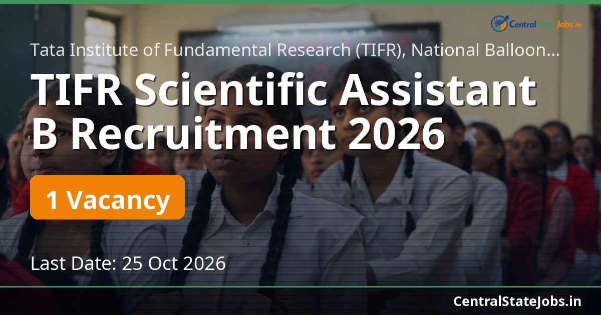TIFR Scientific Assistant B Recruitment 2026