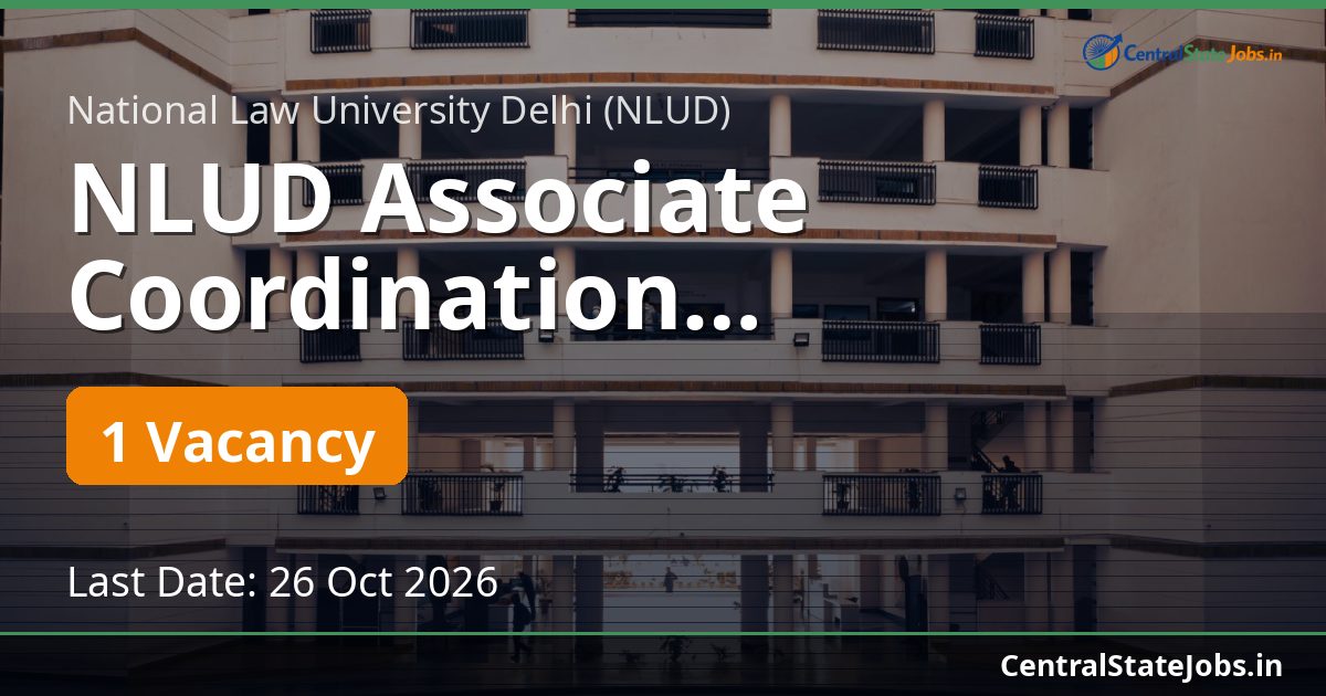 NLUD Associate Coordination Recruitment 2026