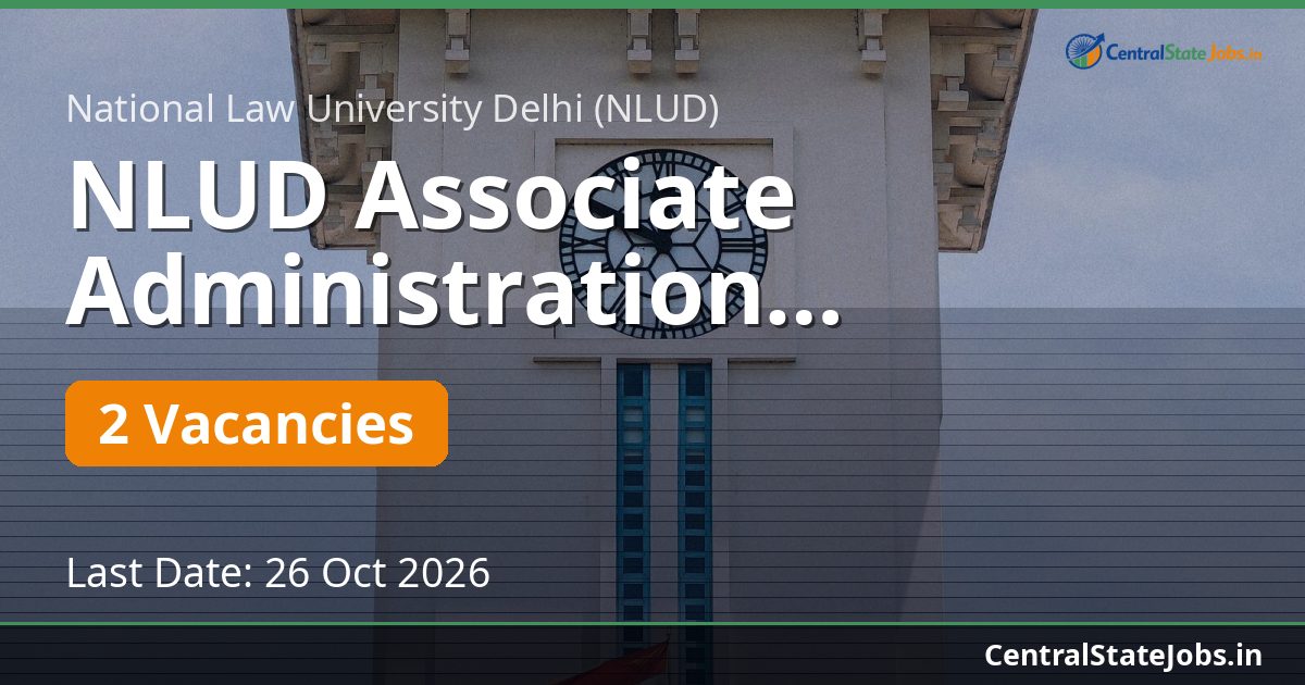 NLUD Associate Administration Recruitment 2026