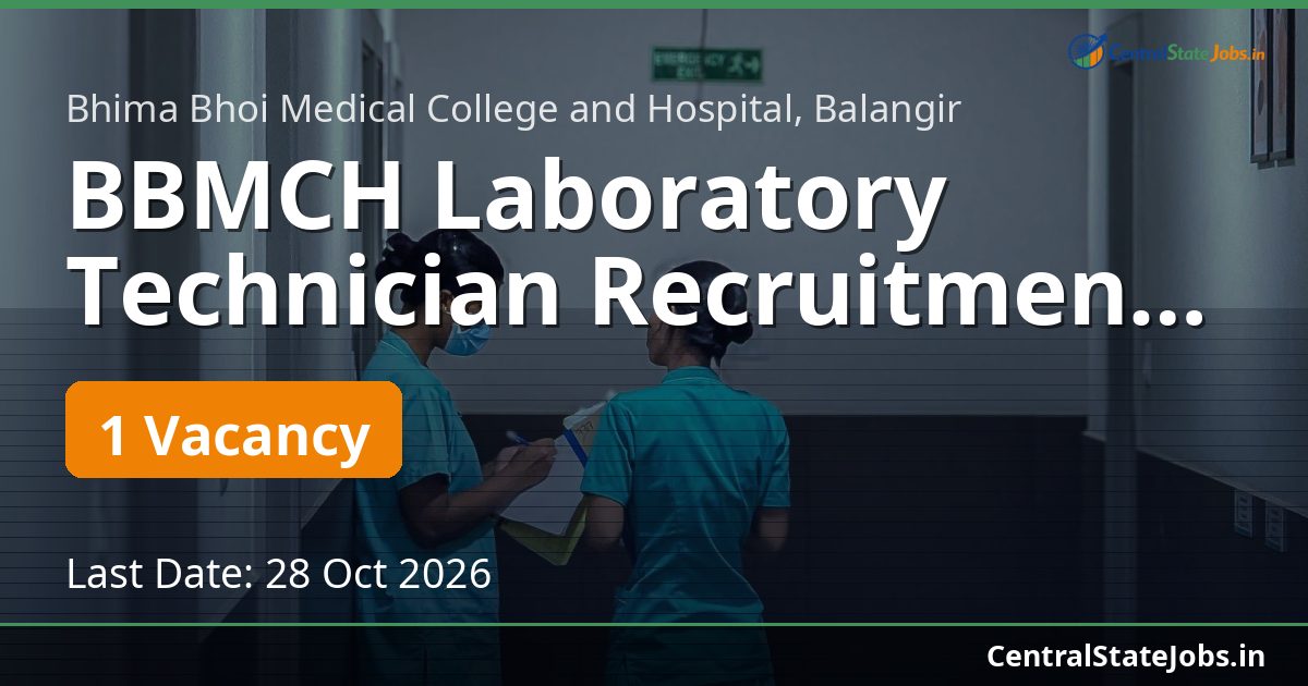 BBMCH Laboratory Technician Recruitment 2026