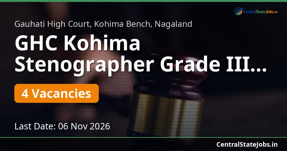 GHC Kohima Stenographer Grade III Recruitment 2026
