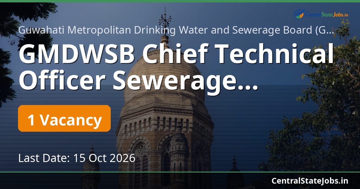 GMDWSB Chief Technical Officer Sewerage Recruitment 2026