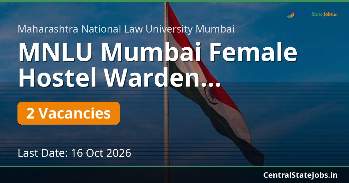 MNLU Mumbai Female Hostel Warden Recruitment 2026