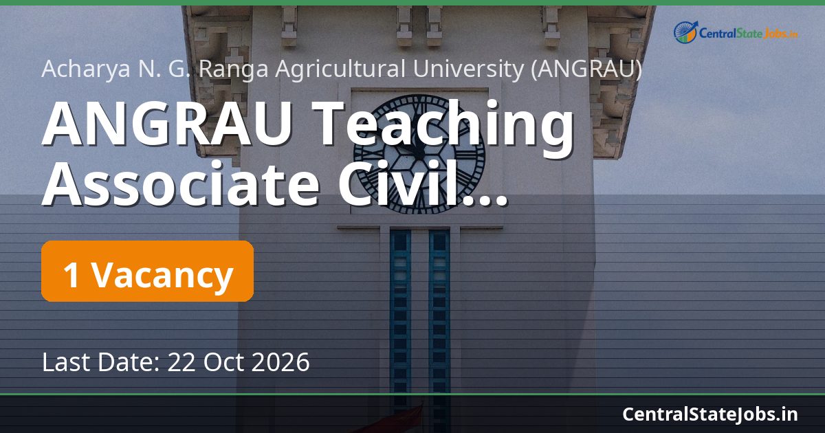 ANGRAU Teaching Associate Civil Engineering Recruitment 2026