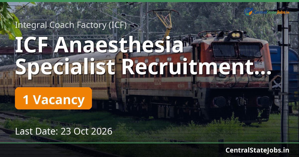 ICF Anaesthesia Specialist Recruitment 2026