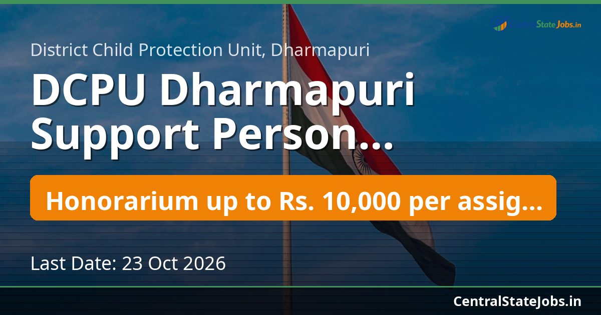 DCPU Dharmapuri Support Person Recruitment 2026