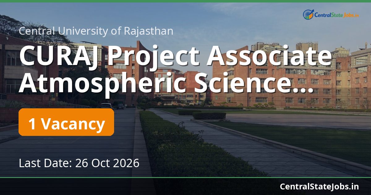 CURAJ Project Associate Atmospheric Science Recruitment 2026