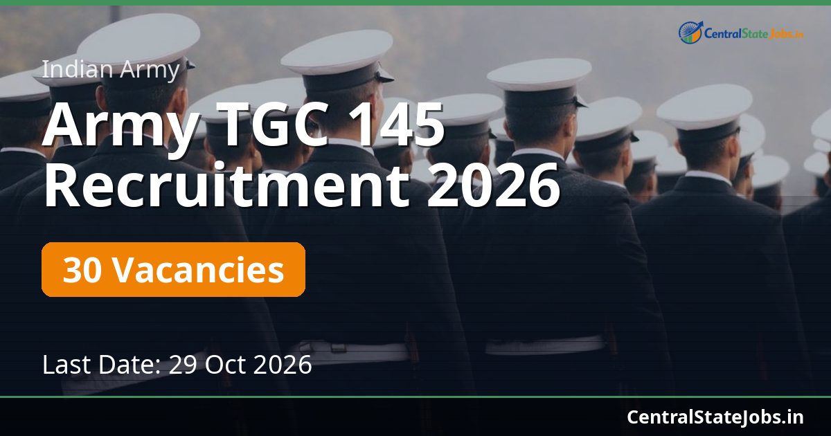 Army TGC 145 Recruitment 2026 — 30 Vacancies