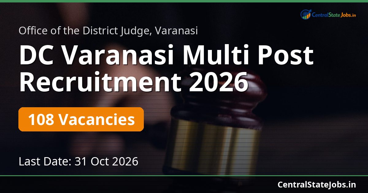 DC Varanasi Multi Post Recruitment 2026 — 108 Vacancies