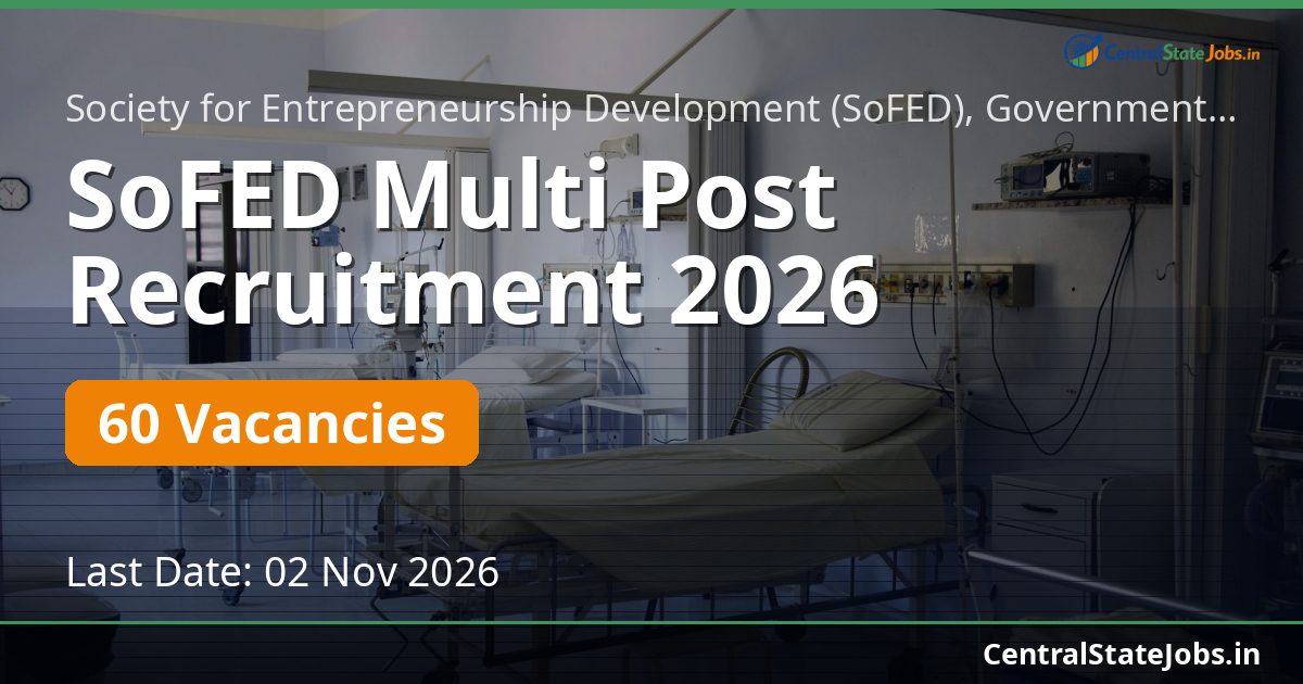 SoFED Multi Post Recruitment 2026 — 60 Vacancies