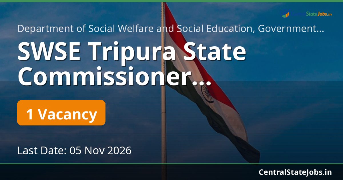SWSE Tripura State Commissioner Recruitment 2026