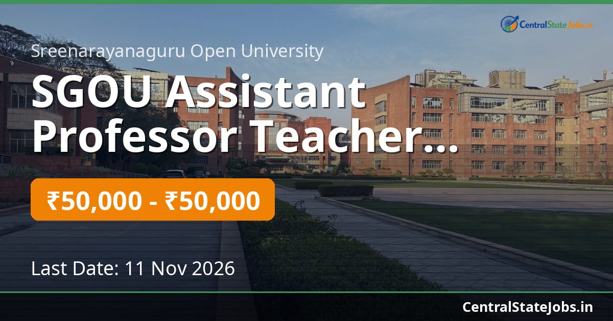SGOU Assistant Professor Teacher Education Recruitment 2026