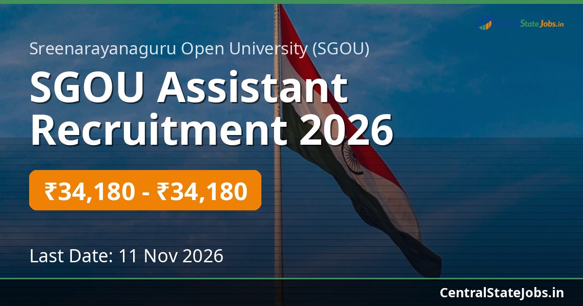 SGOU Assistant Recruitment 2026