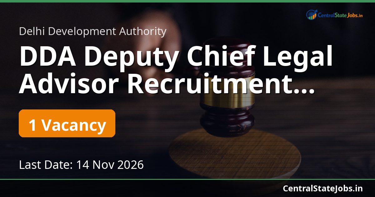 DDA Deputy Chief Legal Advisor Recruitment 2026