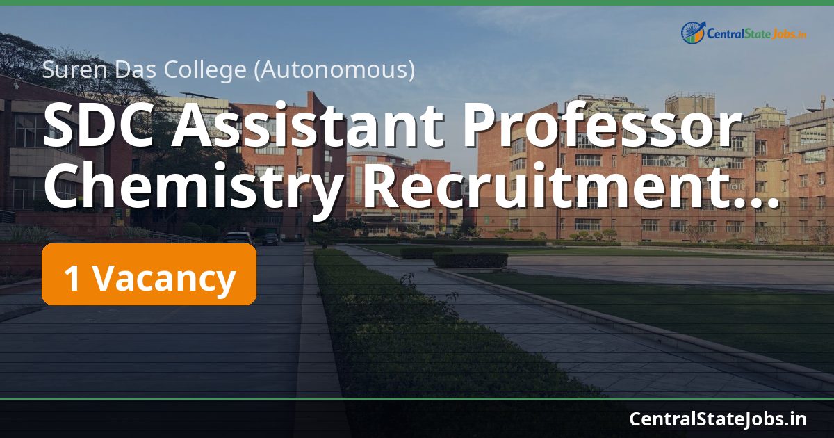 SDC Assistant Professor Chemistry Recruitment 2026