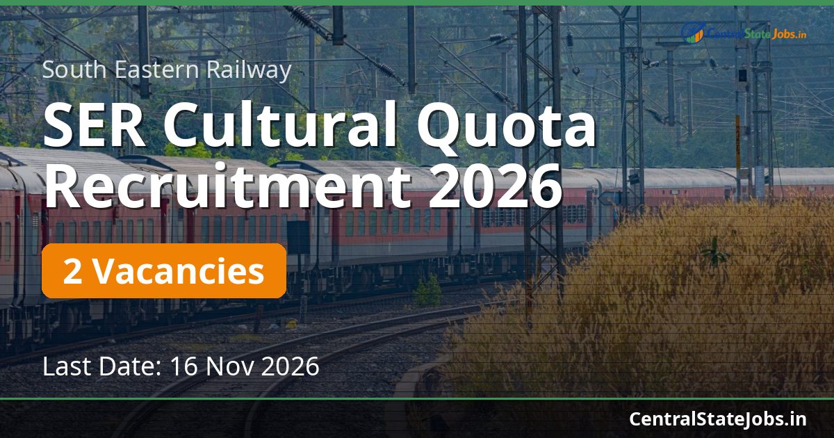 SER सांस्कृतिक कोटा भर्ती 2026