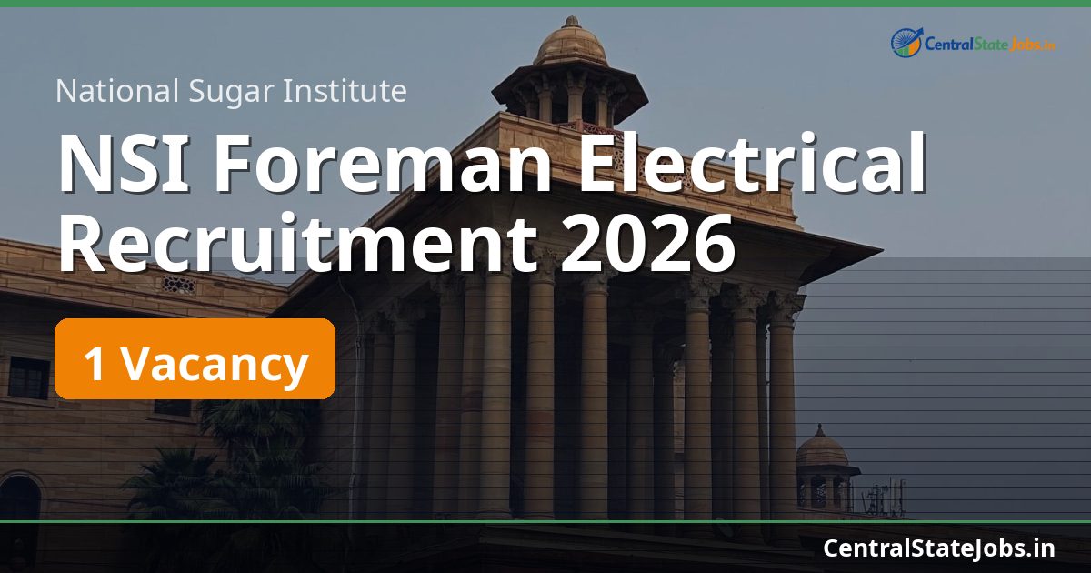 NSI Foreman Electrical Recruitment 2026