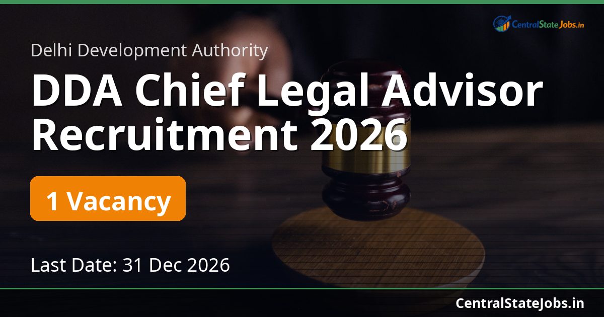 DDA Chief Legal Advisor Recruitment 2026
