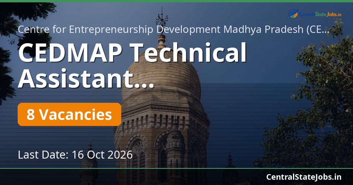CEDMAP Technical Assistant Narmadapuram Recruitment 2026